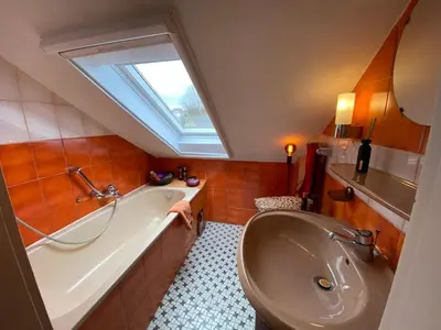 Ein Badezimmer in der Unterkunft Burgblick Stube - Apartment für bis zu 4 Personen - Haustiere willkommen - mit Einbauküche - Fahrradparkplatz etc