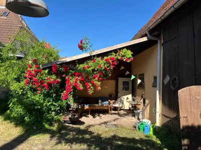 Ein Garten an der Unterkunft Gemütliches Gästezimmer in charmantem Einfamilienhaus