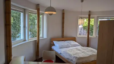 Ein Bett oder Betten in einem Zimmer der Unterkunft Bambushaus - bamboo house