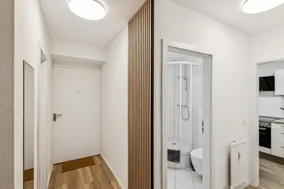 Küche/Küchenzeile in der Unterkunft Skyview Apartment mit Balkon & Parkplatz