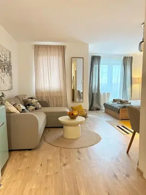 Ein Sitzbereich in der Unterkunft Modernes Zentrales Designer Apartment I Perfekt für Arbeiten & Familien