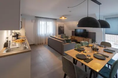 Küche/Küchenzeile in der Unterkunft Möblierte Apartments nähe Speyer