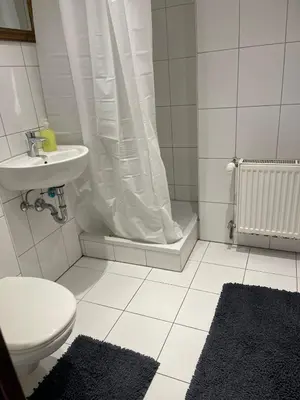 Ein Badezimmer in der Unterkunft Haus zum Bacchus Privatezimmer near Bahnhof Römisches Theater Mainz