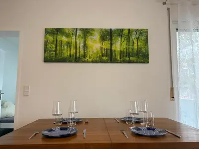 Grundriss der Unterkunft Appartement am Pfühlpark Parkplatz Küche Wlan Balkon