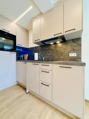 Küche/Küchenzeile in der Unterkunft Das Kunstgalerie-Haus! Nahe TPK, KIT, DFS und EnBW