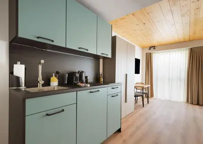 Küche/Küchenzeile in der Unterkunft Limehome Mannheim City Center