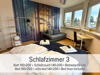 Ein Bett oder Betten in einem Zimmer der Unterkunft Panorama Penthouse - Whirlpool - Sauna - Billiard