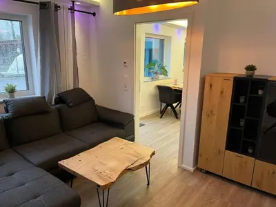 Ein Sitzbereich in der Unterkunft Apartment Porschenahe Ferienwohnung für Klang-Liebhaber by Interhome