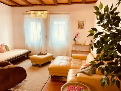 Ein Sitzbereich in der Unterkunft Odw Homes - Charming Home in Gorxheimertal