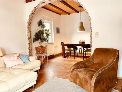 Ein Sitzbereich in der Unterkunft Odw Homes - Charming Home in Gorxheimertal