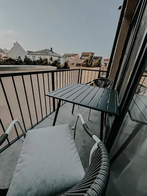Ein Balkon oder eine Terrasse in der Unterkunft modernes Apartment 2 in Viernheim