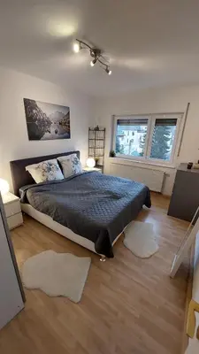 Ein Bett oder Betten in einem Zimmer der Unterkunft Cozy Big Luxus Apartment Mannheim Schwetzingerstadt Oststadt
