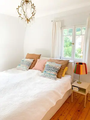 Ein Bett oder Betten in einem Zimmer der Unterkunft Familienidyll nahe Heidelberg