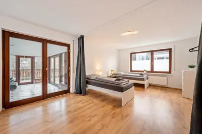 Ein Bett oder Betten in einem Zimmer der Unterkunft KS01 Monteurwohnung mit Ausblick!