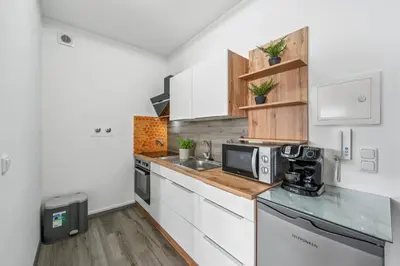 Küche/Küchenzeile in der Unterkunft Business Apartment Lorsch WLAN & Parkplatz