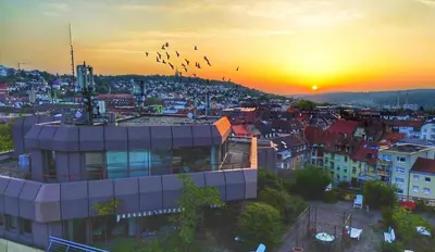 Blick auf den Sonnenuntergang/Sonnenaufgang von der Ferienwohnung aus oder aus der Nähe