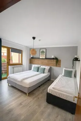 Ein Bett oder Betten in einem Zimmer der Unterkunft Stylische Wohnung am BF Germersheim Business & Monteure