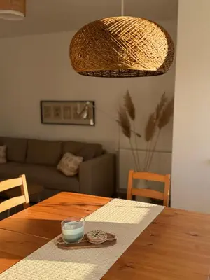 Ein Sitzbereich in der Unterkunft Casa Tilly - Ferienhaus am Wald