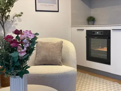 Küche/Küchenzeile in der Unterkunft Design Apartment Gruppen & Business 10 min zu SAP