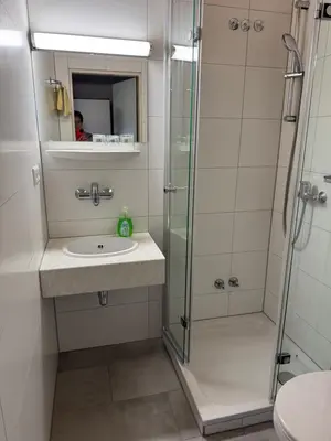 Ein Badezimmer in der Unterkunft Gästehaus an der Rheinbrücke