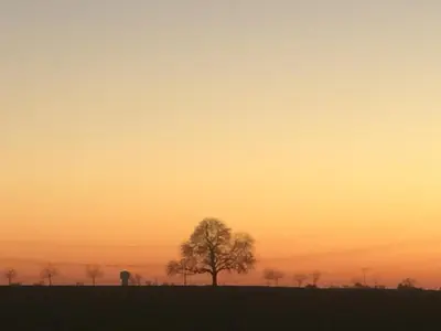 Blick auf den Sonnenuntergang/Sonnenaufgang von der Ferienwohnung aus oder aus der Nähe