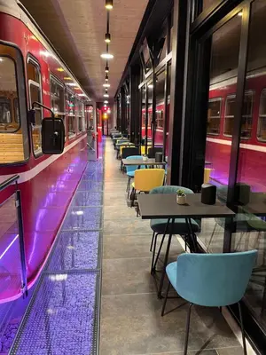 Ein Sitzbereich in der Unterkunft Ferienbahnhof Reichenbach