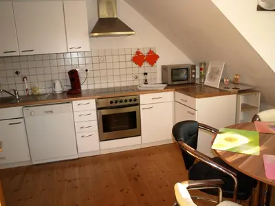 Küche/Küchenzeile in der Unterkunft Ferienwohnung Klatschmohn