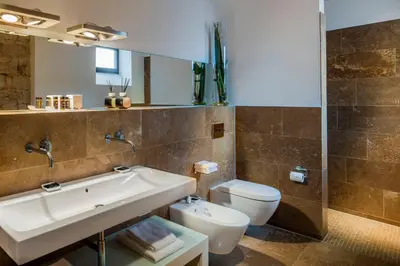 Ein Badezimmer in der Unterkunft Loblocher Hof