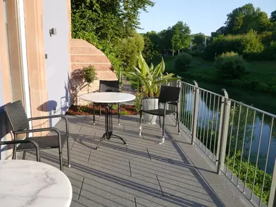 Ein Balkon oder eine Terrasse in der Unterkunft Tauberterrasse
