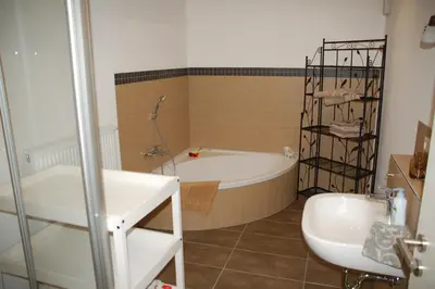 Ein Badezimmer in der Unterkunft Carles Scheunenhof