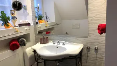 Ein Badezimmer in der Unterkunft Historisches Ferienhaus Veste Dilsberg