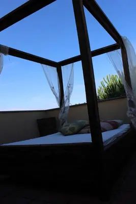 Ein Bett oder Betten in einem Zimmer der Unterkunft Wohnen im orientalischen Ambiente