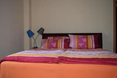 Ein Bett oder Betten in einem Zimmer der Unterkunft Nichtraucherferienwohnung-Neckarblick ZE-2022-74-WZ-118A