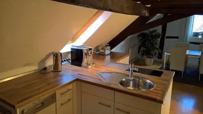 Küche/Küchenzeile in der Unterkunft Boarding House Obernburg