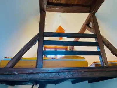 Ein Etagenbett oder Etagenbetten in einem Zimmer der Unterkunft Ferienwohnung der Familie Budzisch