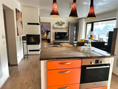 Küche/Küchenzeile in der Unterkunft Wellness Ferienwohnung Szymecki- Sauna & Whirpool bei Heidelberg