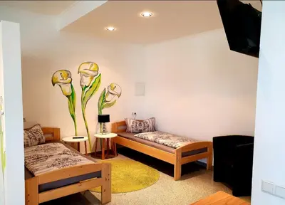 Ein Bett oder Betten in einem Zimmer der Unterkunft Gästeappartements Bierfässl