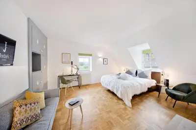Ein Bett oder Betten in einem Zimmer der Unterkunft Jordan's Untermühle