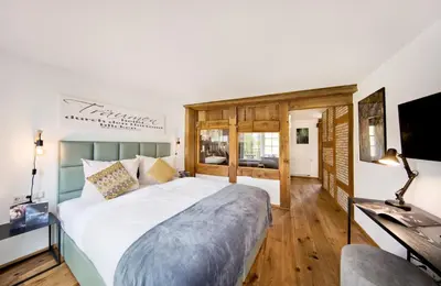 Ein Bett oder Betten in einem Zimmer der Unterkunft Jordan's Untermühle