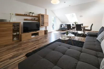 TV/Unterhaltungsangebot in der Unterkunft Miralior Apartment Mainz - 110m2, Terrasse und Parkplatz - ideal für Gruppen und Familien