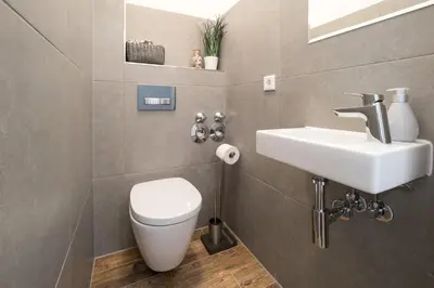Ein Badezimmer in der Unterkunft Miralior Apartment Mainz - 110m2, Terrasse und Parkplatz - ideal für Gruppen und Familien