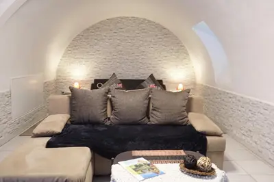 Ein Sitzbereich in der Unterkunft Gewölbestudio Hemsbach