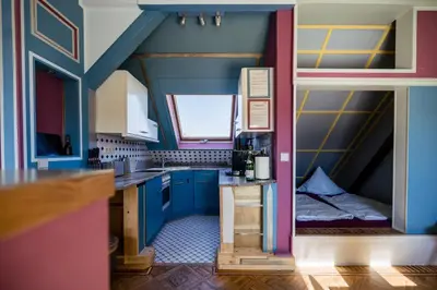 Ein Bett oder Betten in einem Zimmer der Unterkunft Rooftop Penthouse Karlsruhe