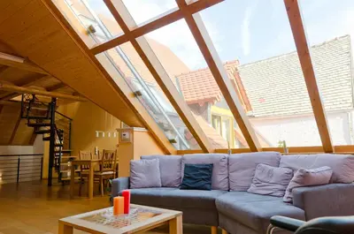 Ein Sitzbereich in der Unterkunft Ferienwohnung Pforte 7