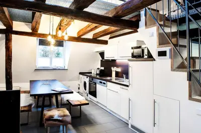 Küche/Küchenzeile in der Unterkunft Ferienwohnung Stadtgarten