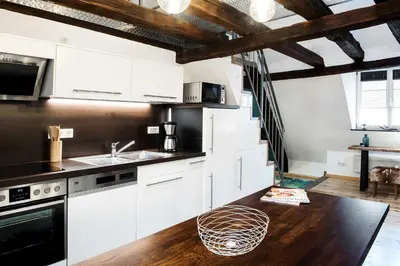 Küche/Küchenzeile in der Unterkunft Ferienwohnung Stadtgarten