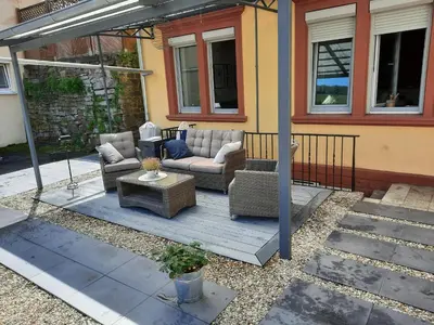 Ein Sitzbereich in der Unterkunft Ferienwohnung Eichelgasse Wertheim