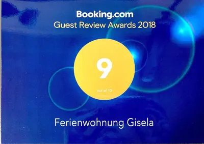 Ein Zertifikat, Auszeichnung, Logo oder anderes Dokument, das in der Unterkunft Ferienwohnung Gisela ausgestellt ist