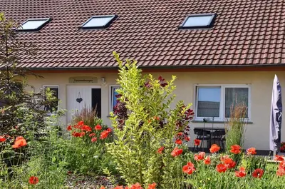 Ein Garten an der Unterkunft Ferienwohnung auf dem Dorf, Külsheim