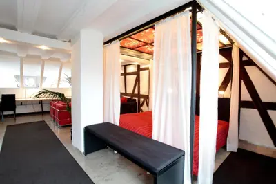 Ein Bett oder Betten in einem Zimmer der Unterkunft Mühle am Schlossberg